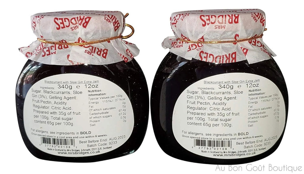 Set  2 Jars Blackcurrant Preserves With Sloe Gin Imported From  12 Oz Each