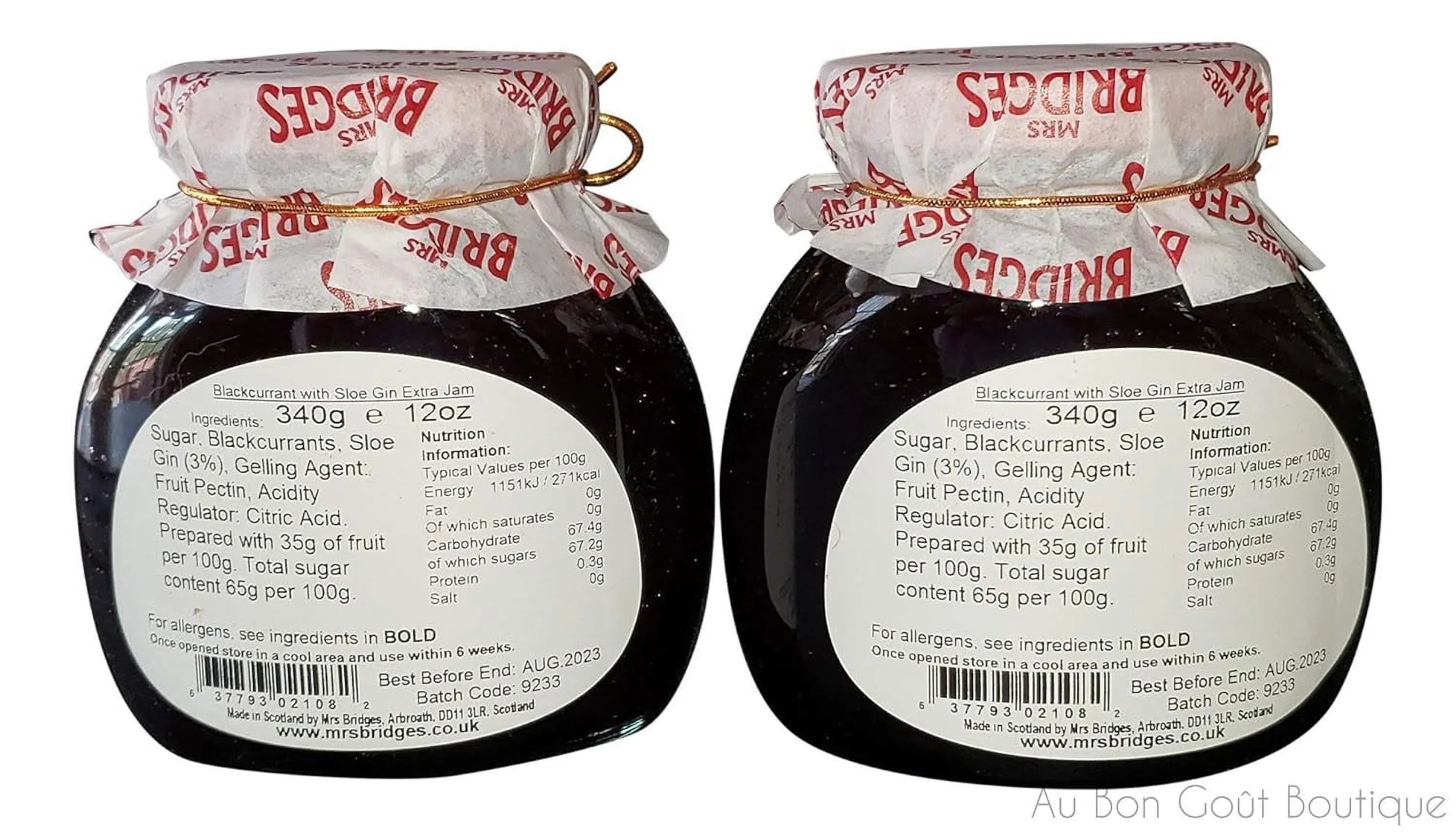 Set  2 Jars Blackcurrant Preserves With Sloe Gin Imported From  12 Oz Each