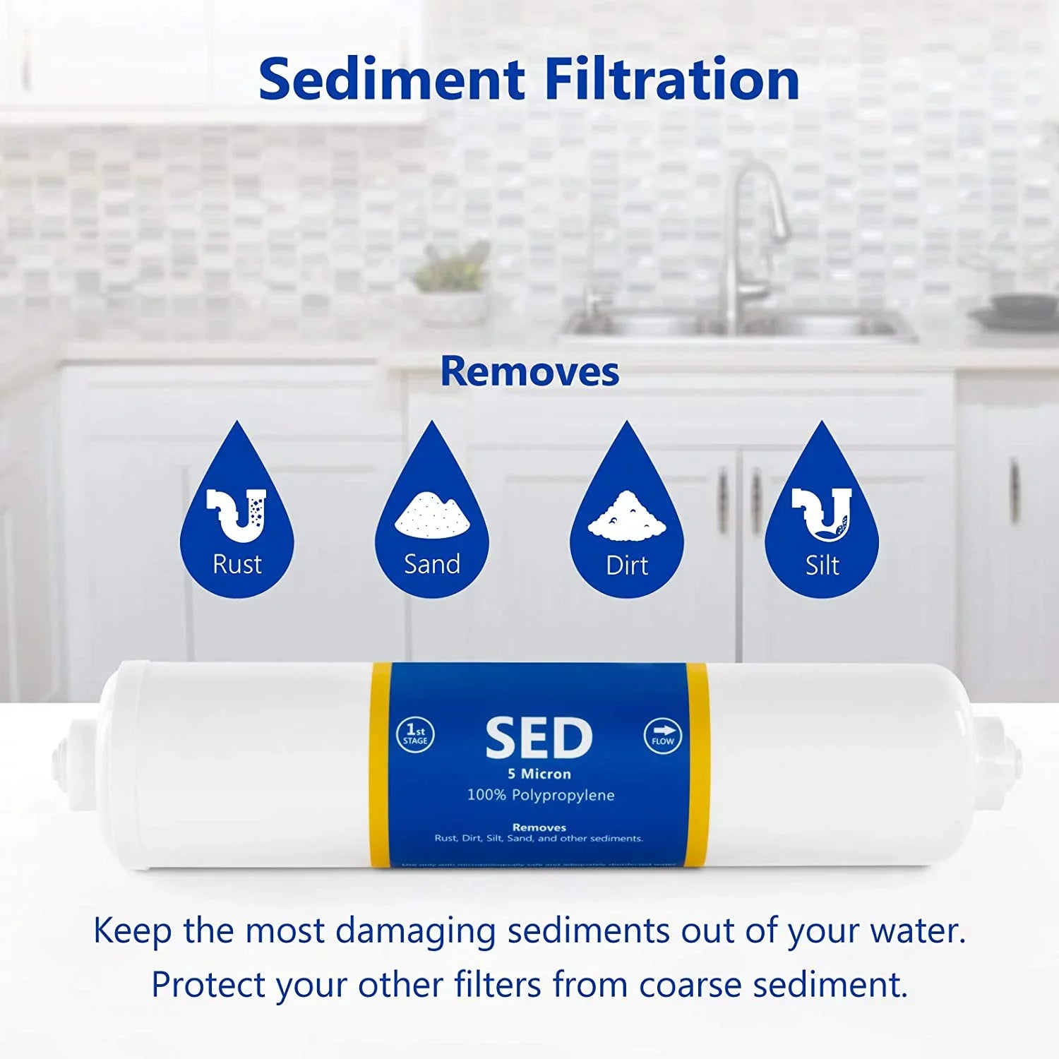 Countertop Reverse Osmosis System Filter Set  4 Replacement Filters  1?4” Quick Connect Filter Cartridges  Sediment And Carbon Filters  100 GDP RO Membrane  6 Month Filter Set