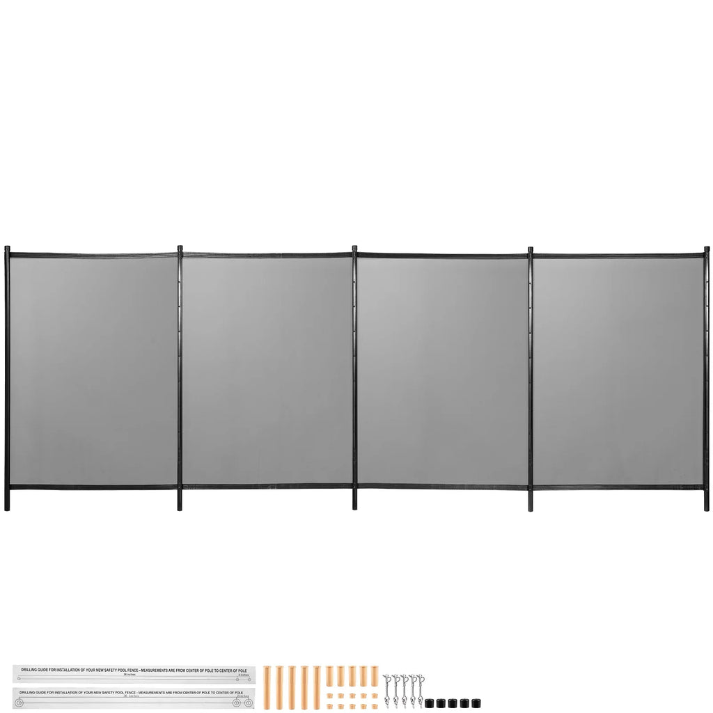SKYSHALO Pool Fencing Mesh, 4 x 12 ft Swimming Pool Fence, 1000D PVC Fabric Removable Pool Fence with Aluminum Poles and Foot Tubes, Breathable Pool Fences for Inground Pools for Security and Privacy