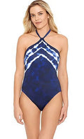 Ralph Lauren BLUE Halter Tummy-Control One-Piece Swimsuit, US 12
