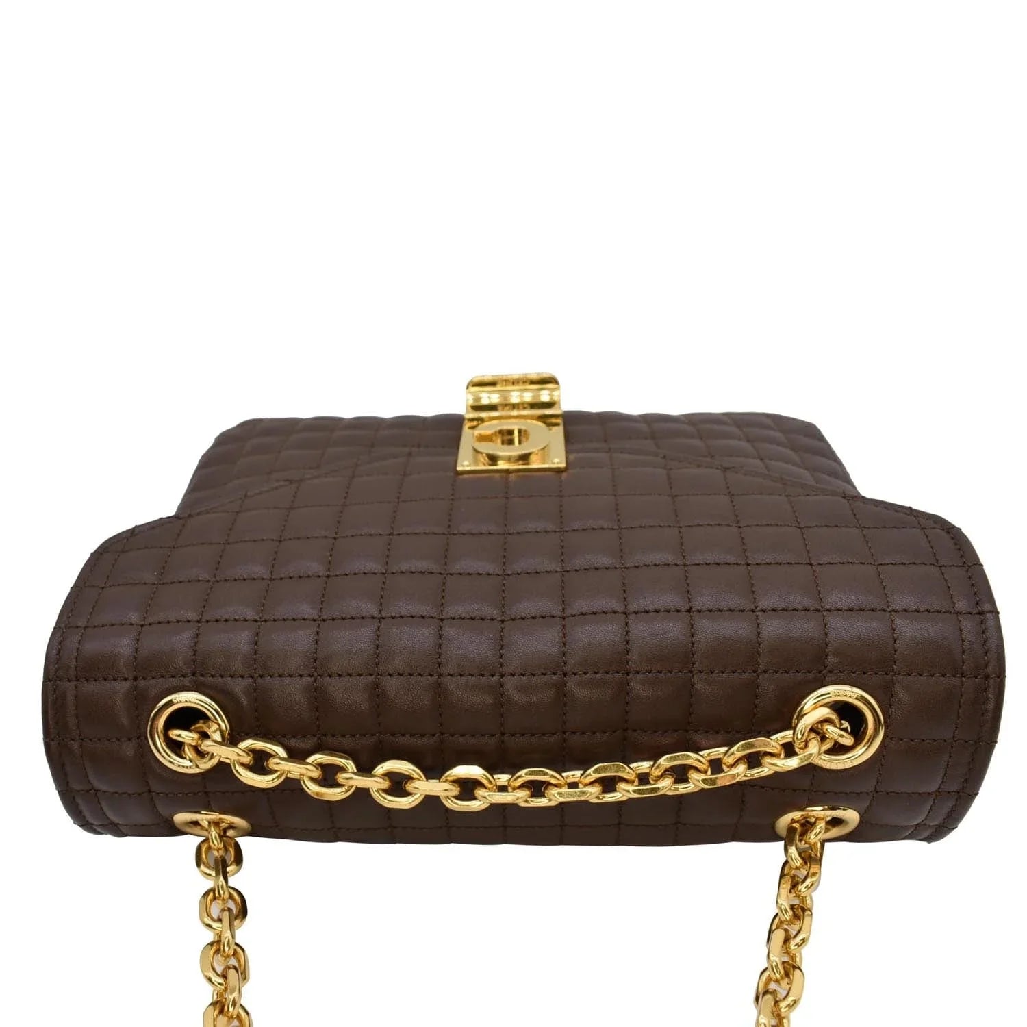 Pre-owned CELINE Medium C Quilted Leather Crossbody Bag Khaki