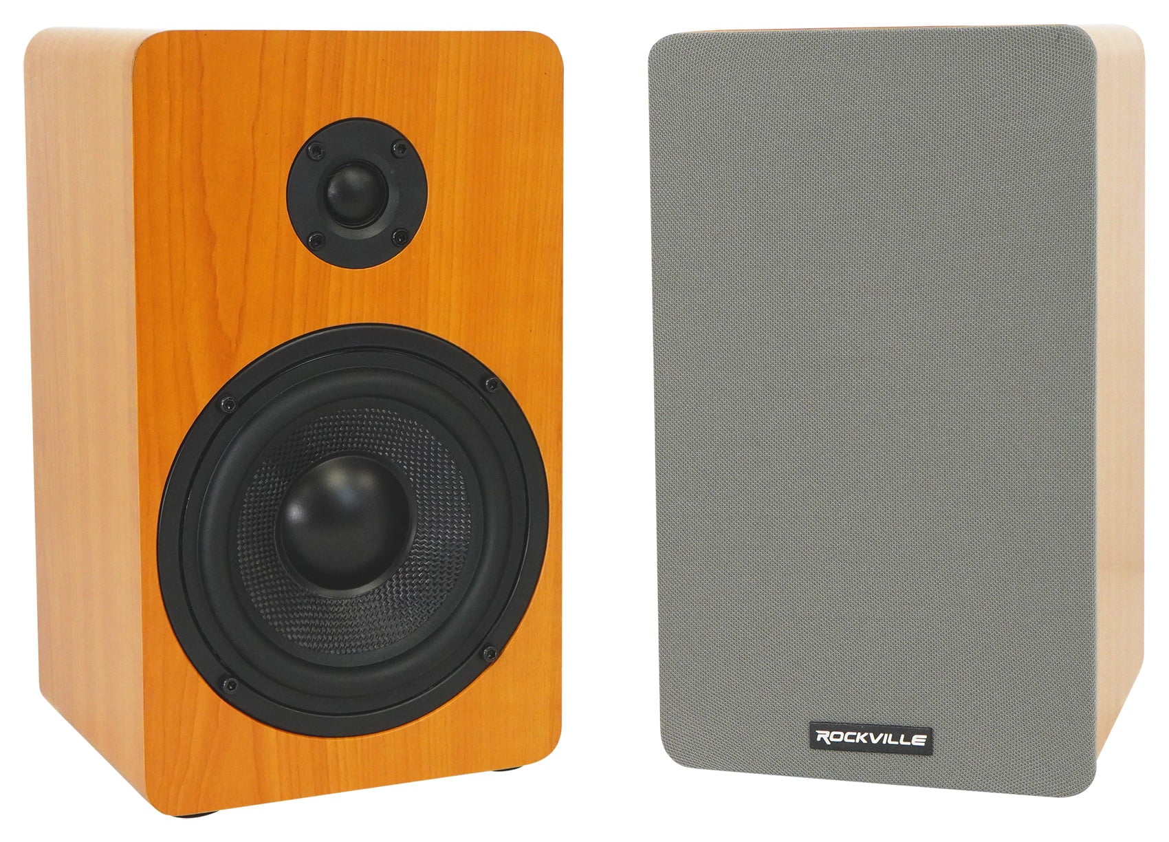 Pair Rockville RockShelf 58C Classic 5.25" Home Bookshelf Speakers w/37" Stands