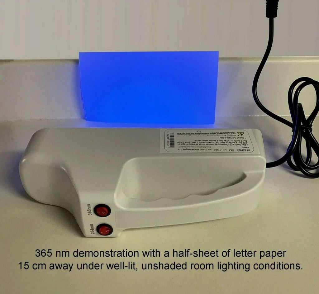 UV Lamp for Lab and Mineral Rocks w/ vis. Light Filter 6W x2 254nm + 365nm UVC + UVA 120-240V AC Powered AAdvance Instruments AI-3UV20