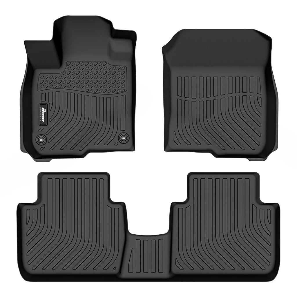 Ikon Motorsports Floor Mats & Trunk Mat Compatible With 2023-2024 Honda HR-V, Black 3D Molded Carpets Liner 1st 2nd Row Front Rear Boot Tray Cover Protection Cargo Pad TPE All Weather Protector