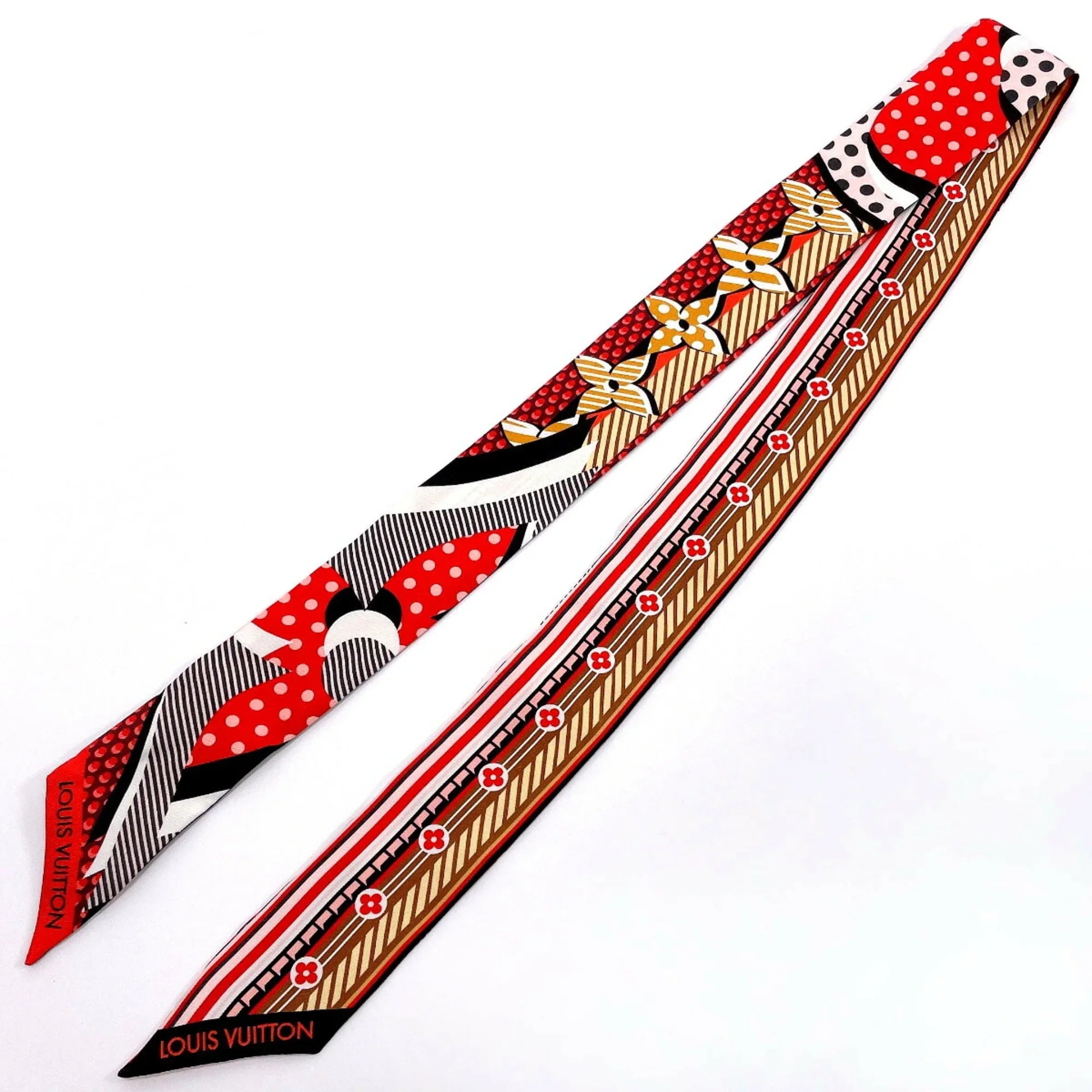 Pre-Owned Louis Vuitton Bandeau BB Pop LV Scarf Silk LOUIS VUITTON M73865 Women's Red (Good)