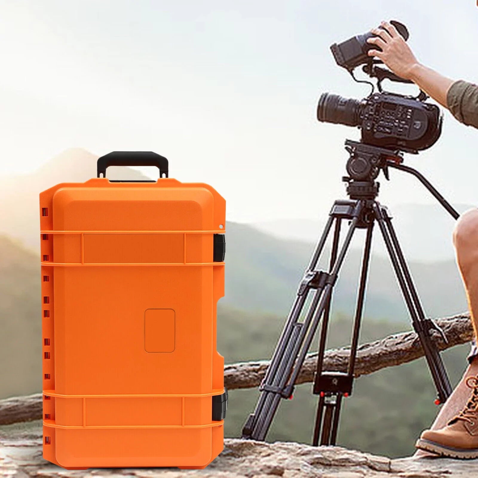 Miumaeov Hard Case with Foam Camera Case 22" Portable Foam Case IP67 Waterproof Box Protective Digital Camera Case Portable Tool Box with Wheels and Retractable Pull Handle