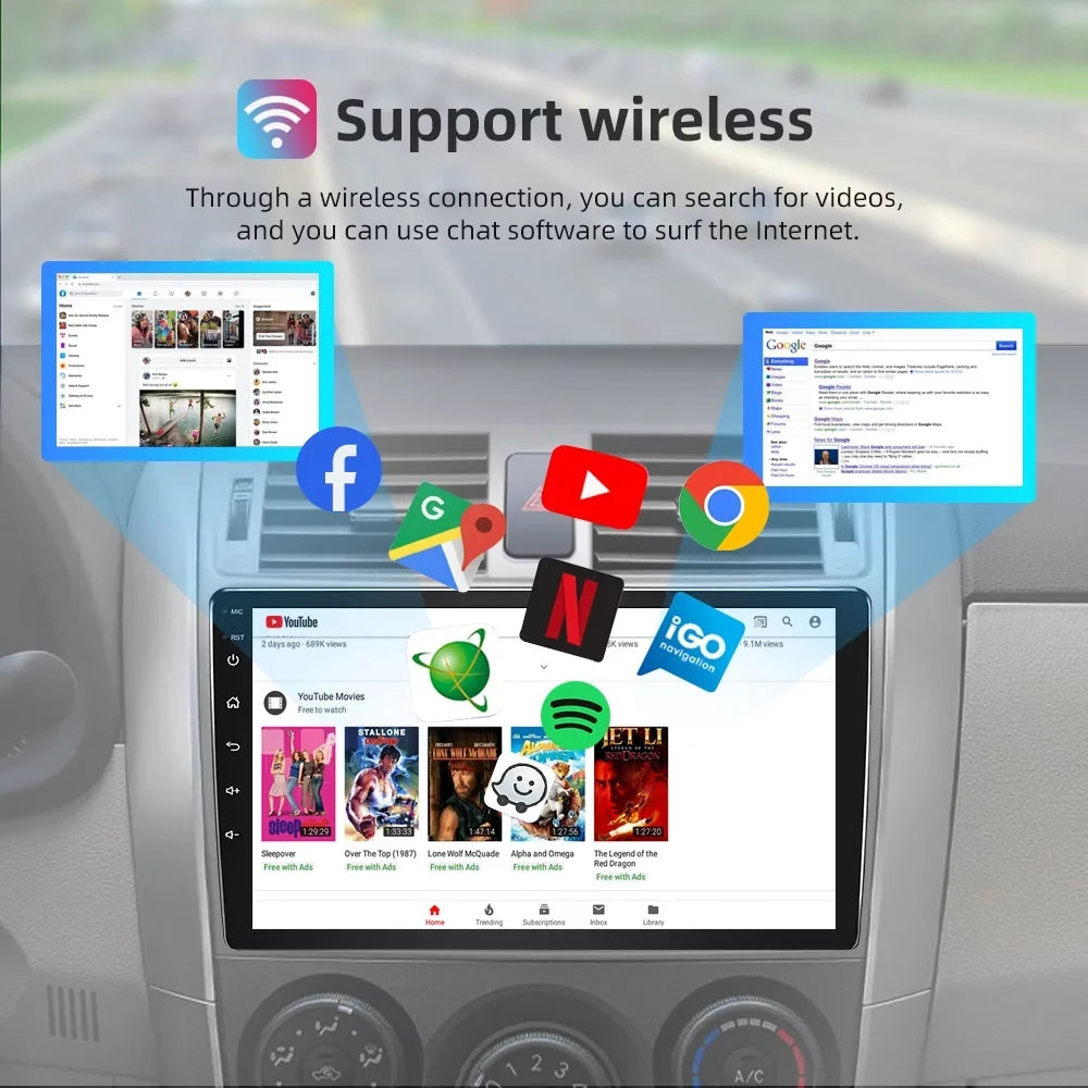 For 2011-2014 Toyota Sienna Radio, Roinvou Android Wireless CarPlay Car Stereo with Android Auto 9 Inch Touch Screen Bluetooth Car Radio Support Mirror Link GPS WiFi 2+32G