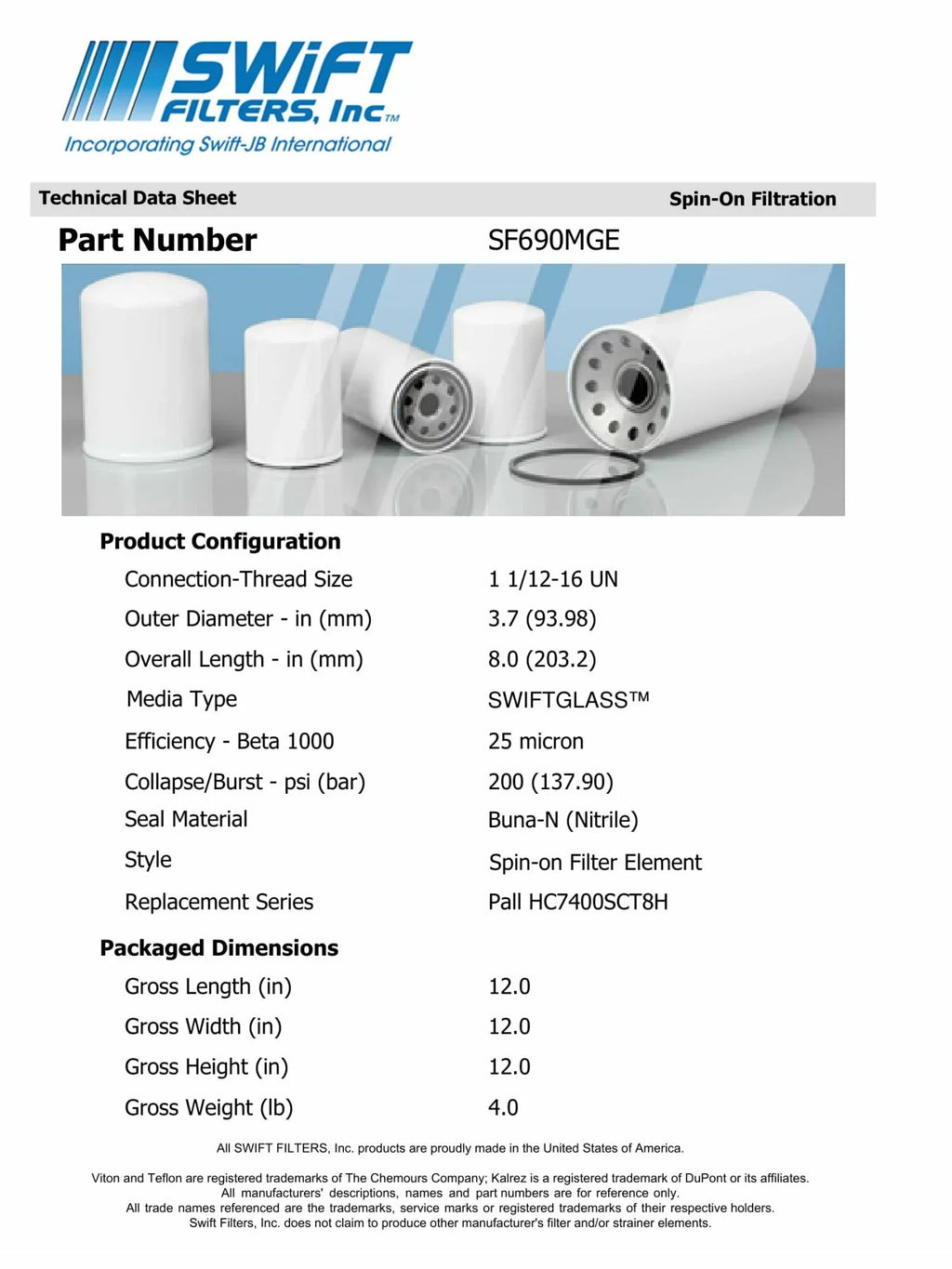 Direct Interchange for Y2K P1010in-On Filter Element Microglass Construction 25 Micron