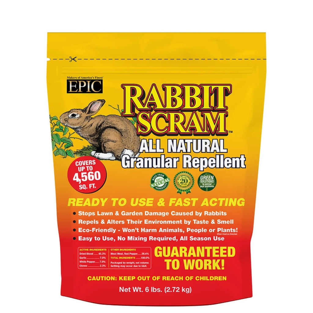 EPIC Rabbit Scram All Natural Ready To Use Outdoor Granular Animal Repellent Resealable Bag, 6lbs