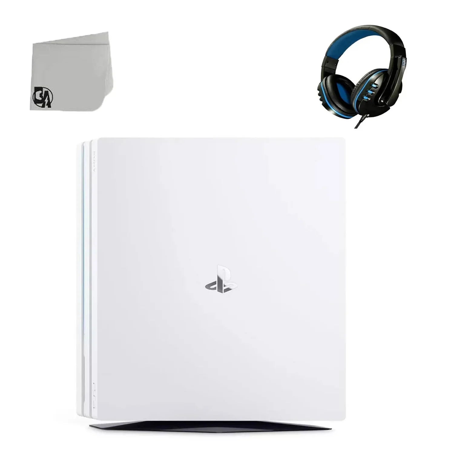 PlayStation 4 Pro 1TB Only White Gaming Console with Gaming Head Set BOLT AXTION Bundle Like New