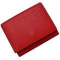 Pre-Owned Loewe trifold wallet red linen anagram leather grain LOEWE (Good)
