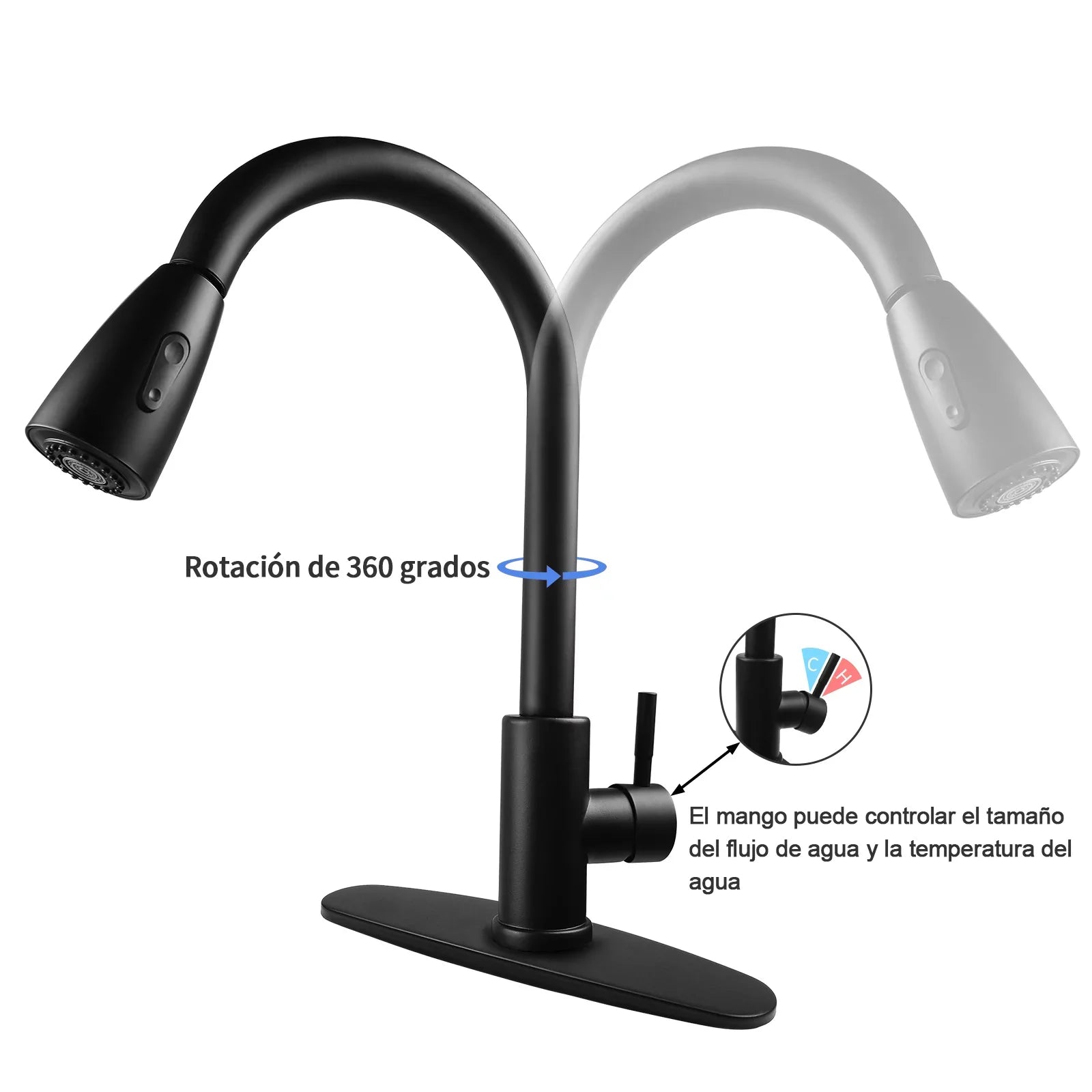 Kitchen Faucet with Pull Down Sprayer, High Arc Single Handle Kitchen Sink Faucet with Deck PLatitudee, Commercial Modern Stainless Steel Kitchen Faucets for Kitchen, RV, Bar, Silver