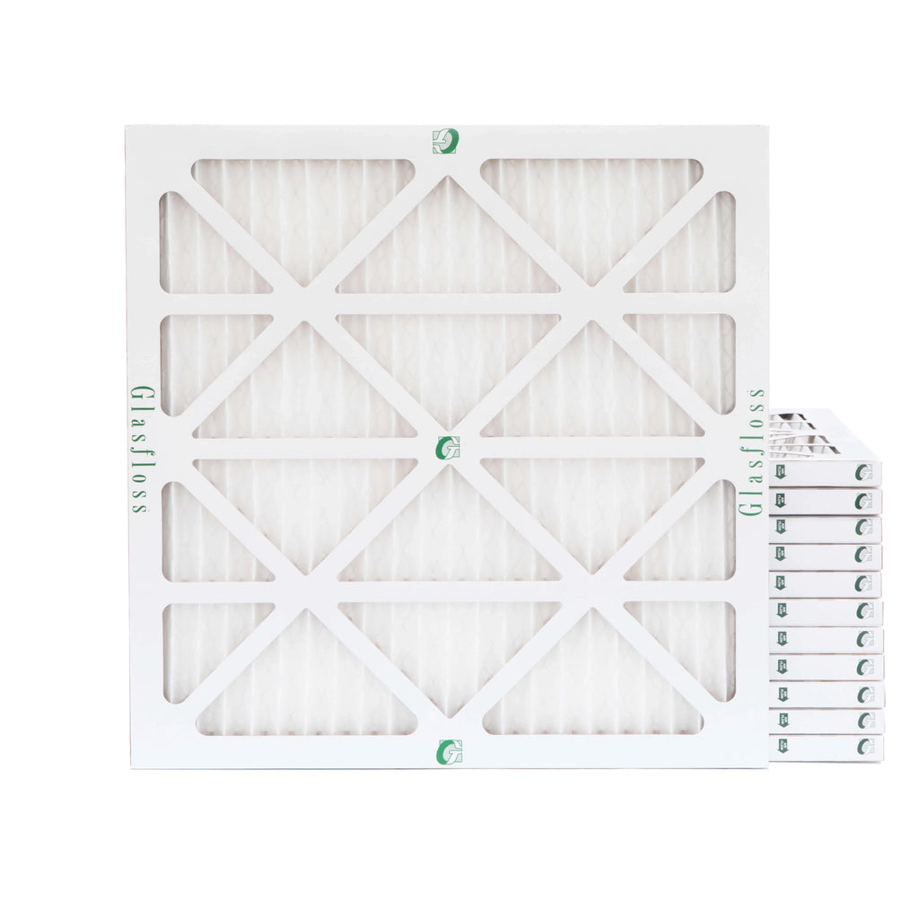 12 Pack of 25x25x1 MERV 10 Pleated Air Filters by Glasfloss. Actual Size: 24-1/2 x 24-1/2 x 7/8