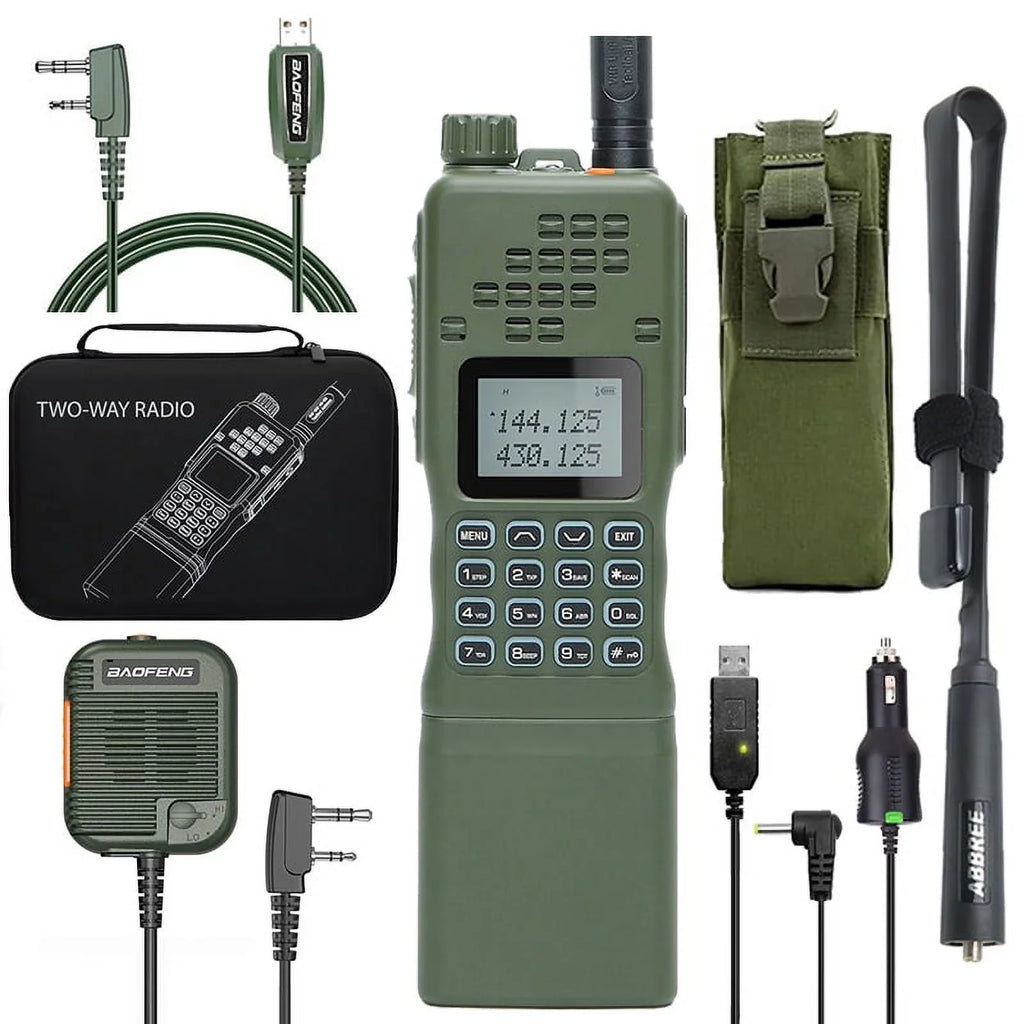 ABBREE AR-152 10W Powerful Ham Radio Portable Tactical Two Way Radio Long Range Walkie Talkie 12000mAh Battery with Extra Programming Cable Full Kits