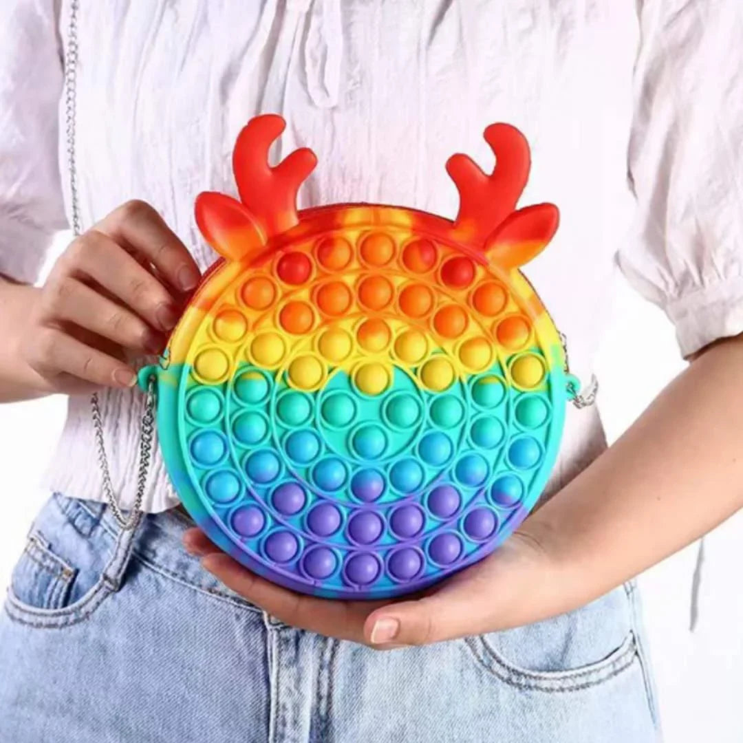 Large Red Rainbow Mouse Popits with Matching Popits Handbag, Perfect Gifts for Women and Teens