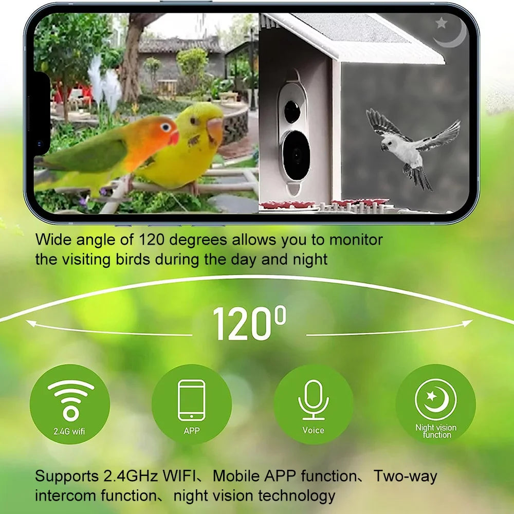 moobody WIFI Smart Bird Feeder Camera 1080P Auto Capture Bird Video, Motion Detection, Real-time Notification, AI Identify Bird Species, IP65 Waterproof 128G TF Cards for Bird Watching Enthusiasts