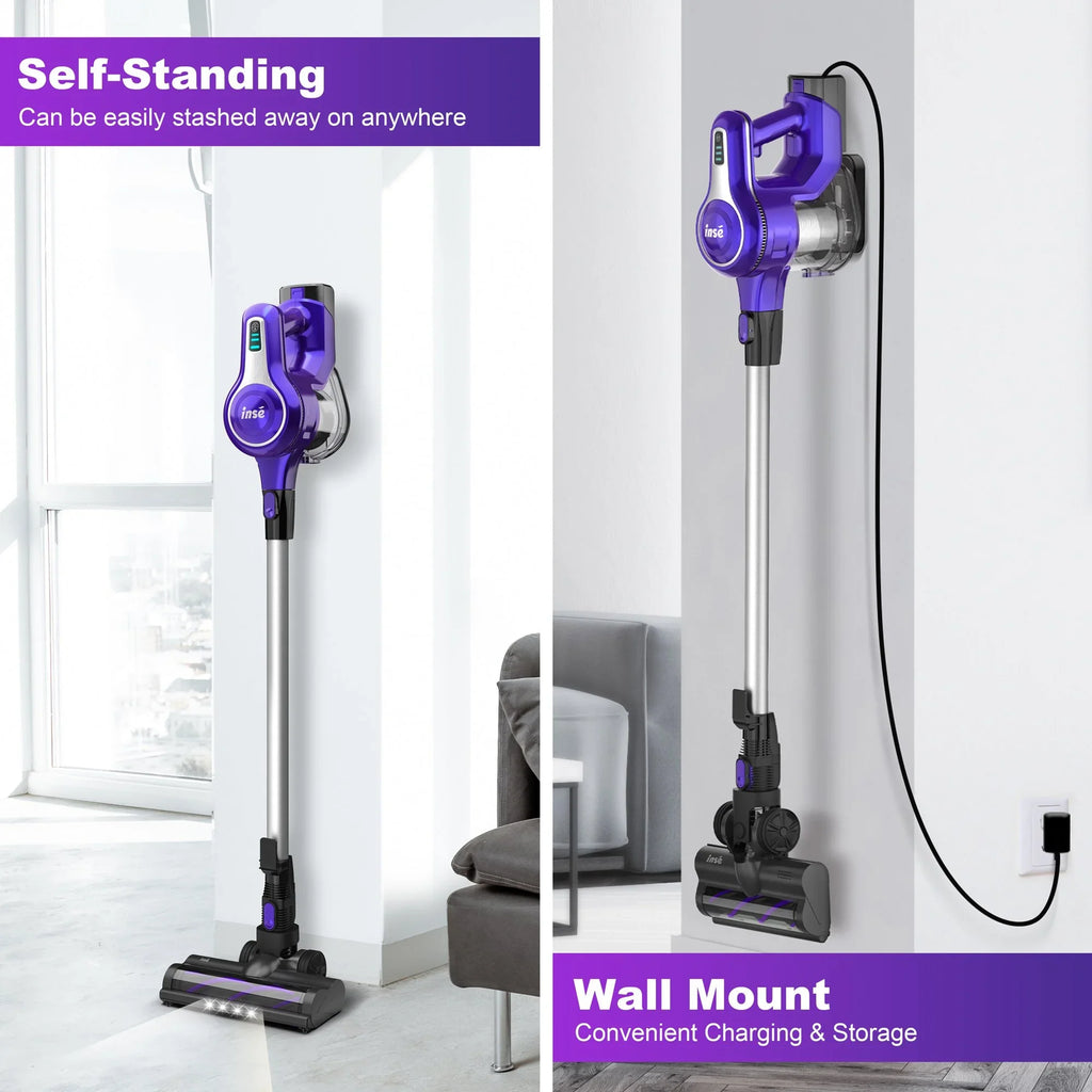 Cordless Vacuum Cleaner,10-in-1 Lightweight Handheld,23Kpa 250W Brushless Motor Stick Vacuum,Up to 45 Mins Runtime 2500mAh Rechargeable Battery for Carpet Hard Floor Pet Hair - Purple