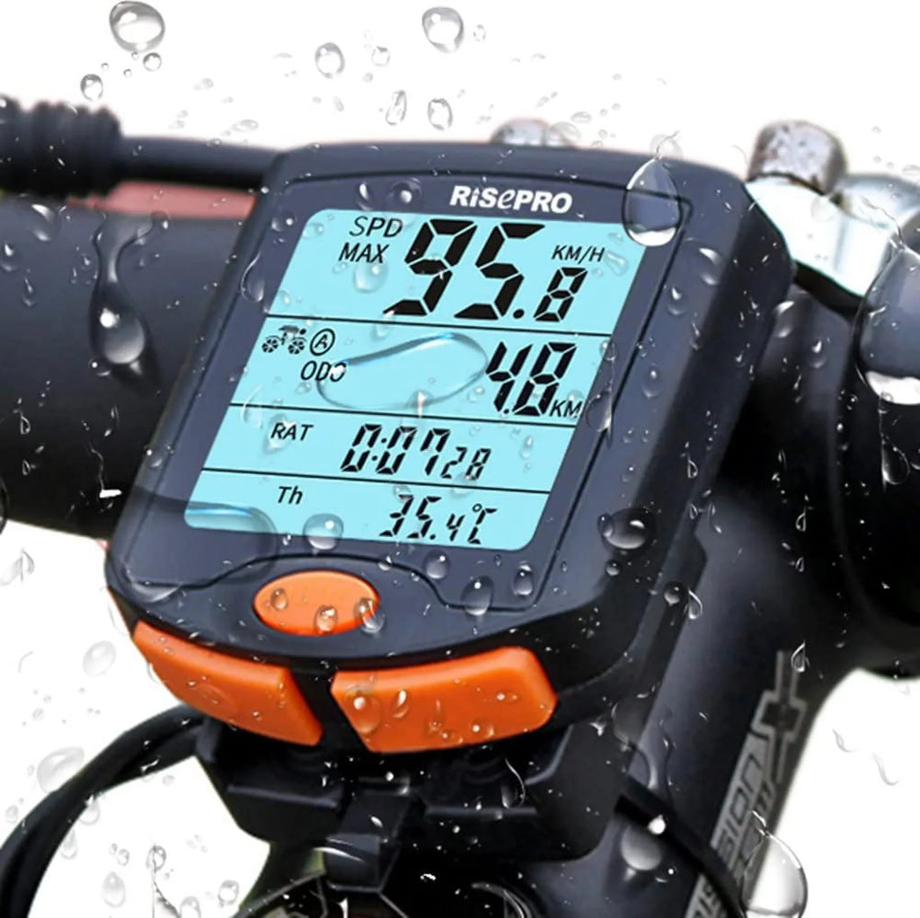 RISEPRO Bike Computer, Wireless Bicycle Speedometer Bike Odometer Cycling Multi Function Waterproof 4 Line Display with Backlight YT-813