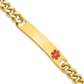 Stainless Steel Bracelet Medical Curb Kelly WatersT 10 mm 8.25 in Waters Yellow PVD PLatitudeed Red Epoxy ID Engravable