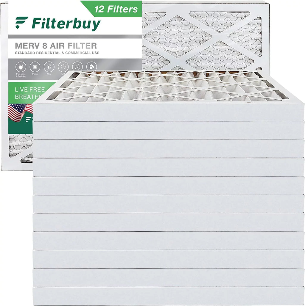 Filterbuy 8x24x2 MERV 8 Pleated HVAC AC Furnace Air Filters (12-Pack)