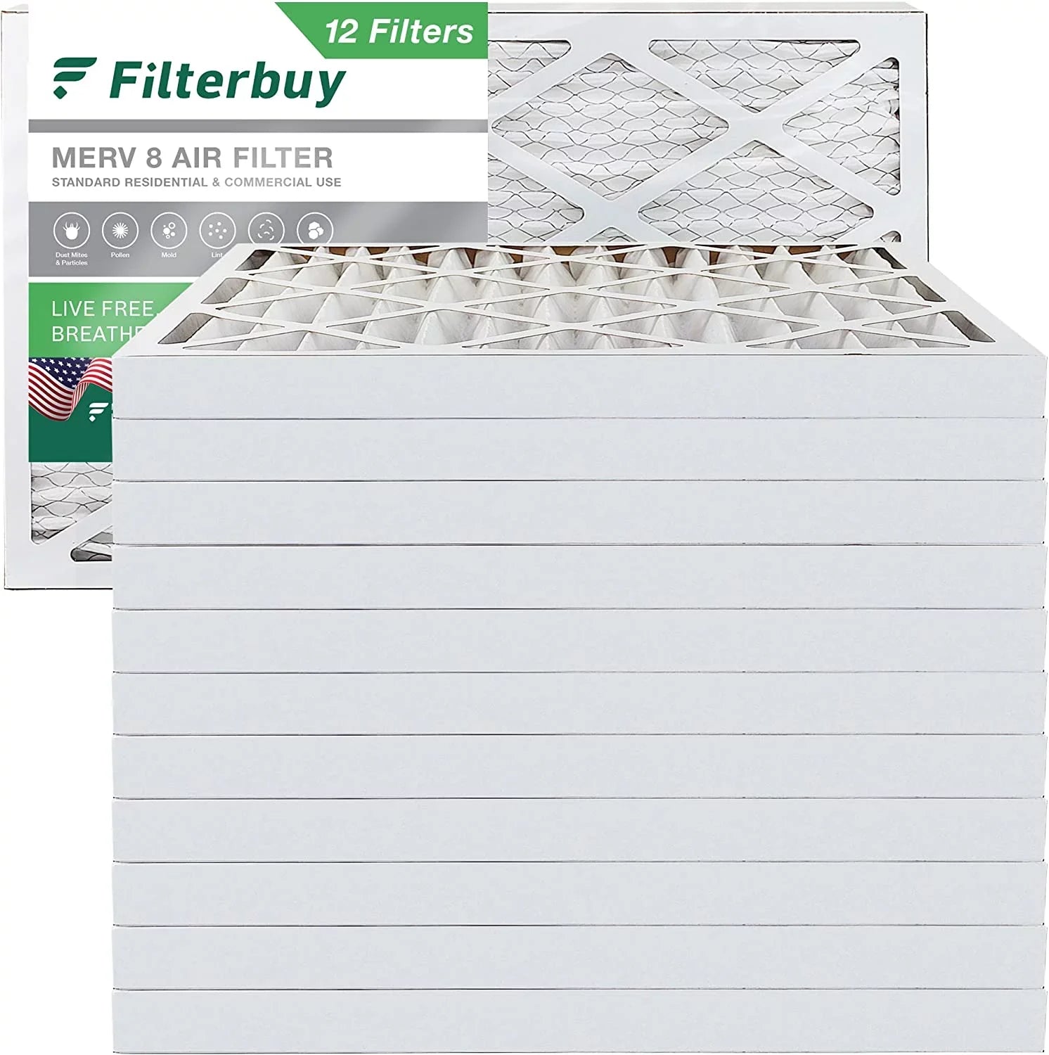 Filterbuy 8x24x2 MERV 8 Pleated HVAC AC Furnace Air Filters (12-Pack)