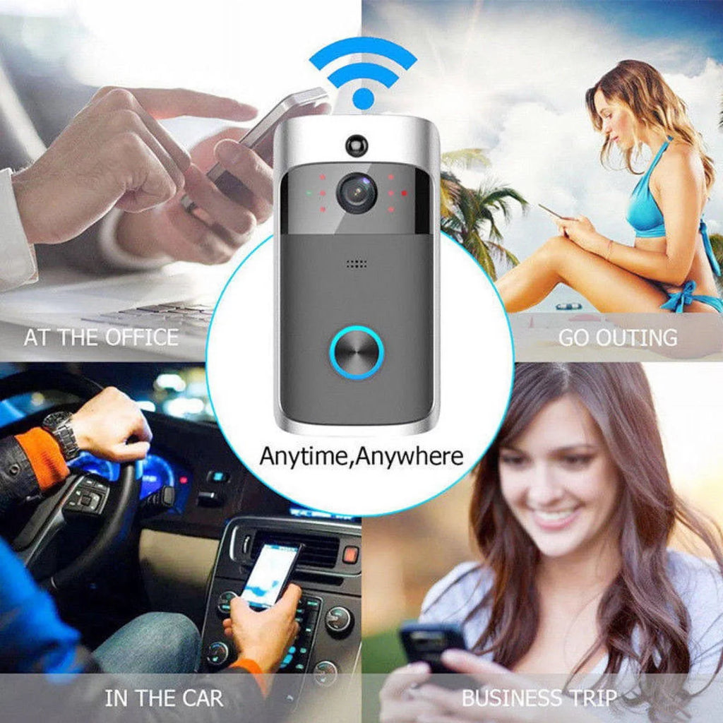Smart Video Wireless WiFi Doorbell IR Visual Camera Record Security System Bell-Black