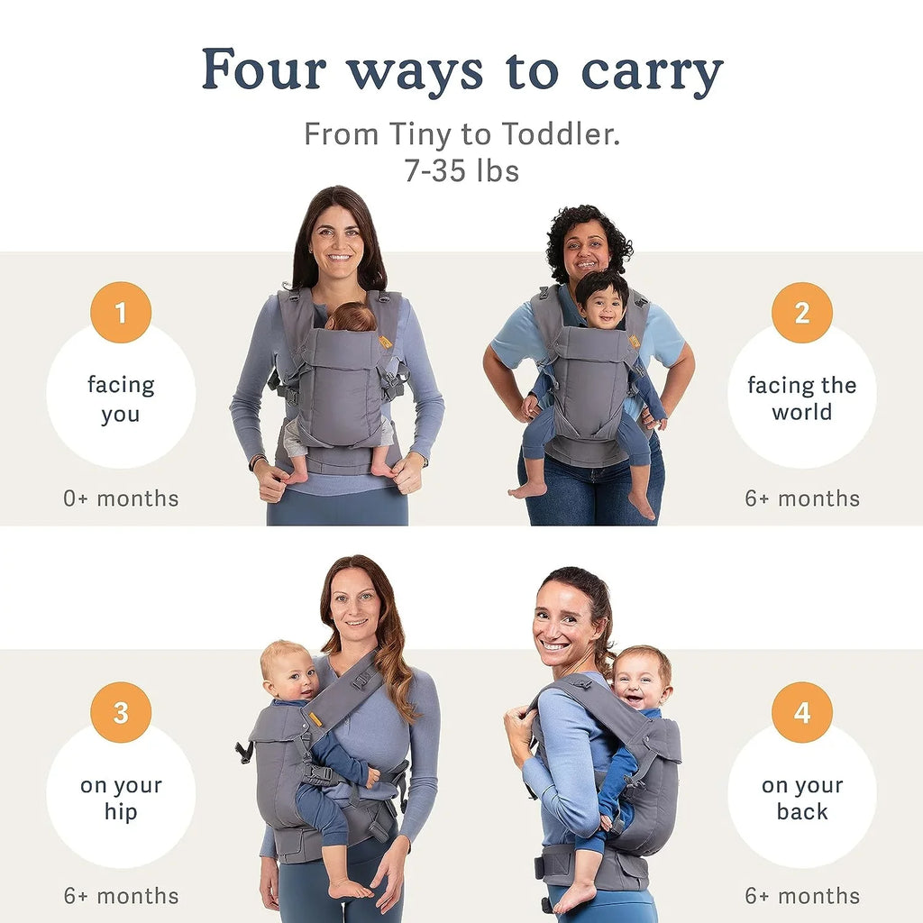 Beco Gemini Baby Hip Carrier Newborn to Toddler - Unisex Backpack & Front Carrier up to 7-35 lbs Grey