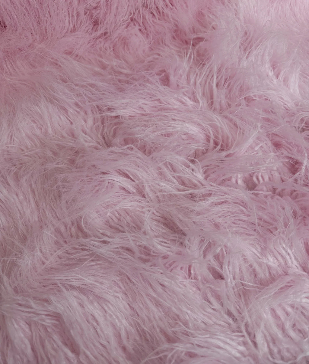 Faux Fake CURLY Yak FUR 3.5" LONG Pile Japanese Fire Retardant Yarn 2.3oz Per Yard / Craft, Sewing Cosplay 58" Wide Sold by Continuous Yard (Pink)