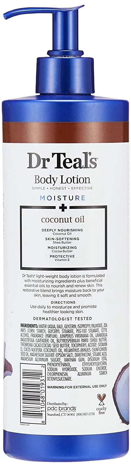 Dr Teals Moisture Plus Nourishing Body Lotion, Coconut Oil, 18 Oz, 3 Pack