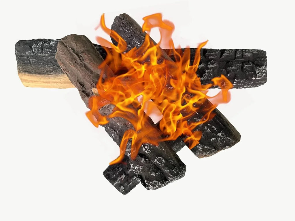 Gas Logs 4pcs Gas Fireplace Logs Set of Ceramic Wood Logs. Use in Fireplaces & Fire Pits