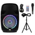 Seismic Audio SA-KP15BTH Active 15 Inch DJ Home Karaoke Bluetooth Party Speaker PA System with Stand, LED Lights, Microphone, Cable and Remote