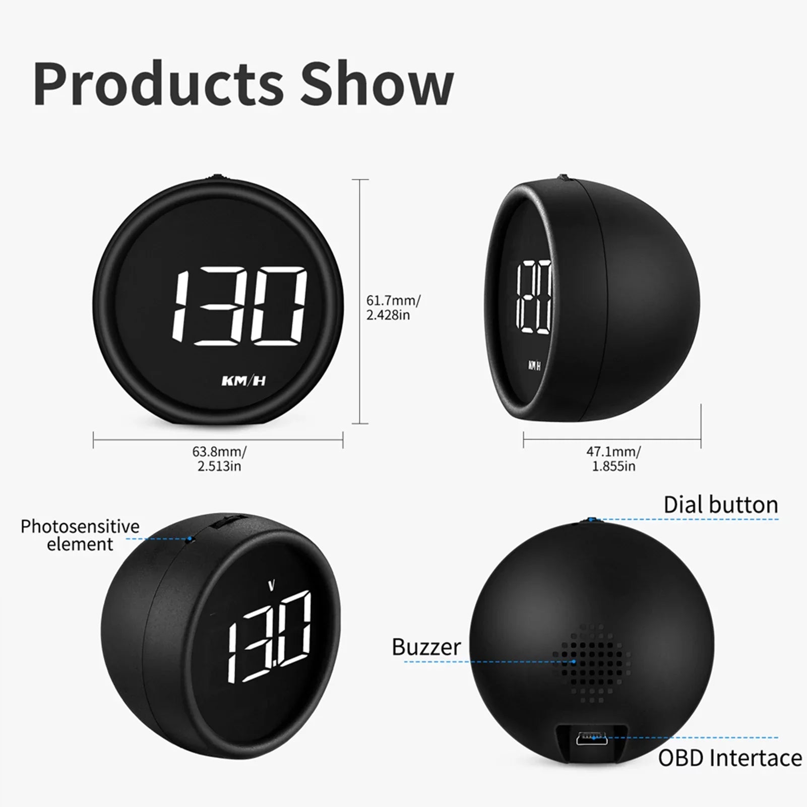 Moobody OBDII Speedometer Head-Up Display HUD for Car Diagnostic Detector Safe Driving