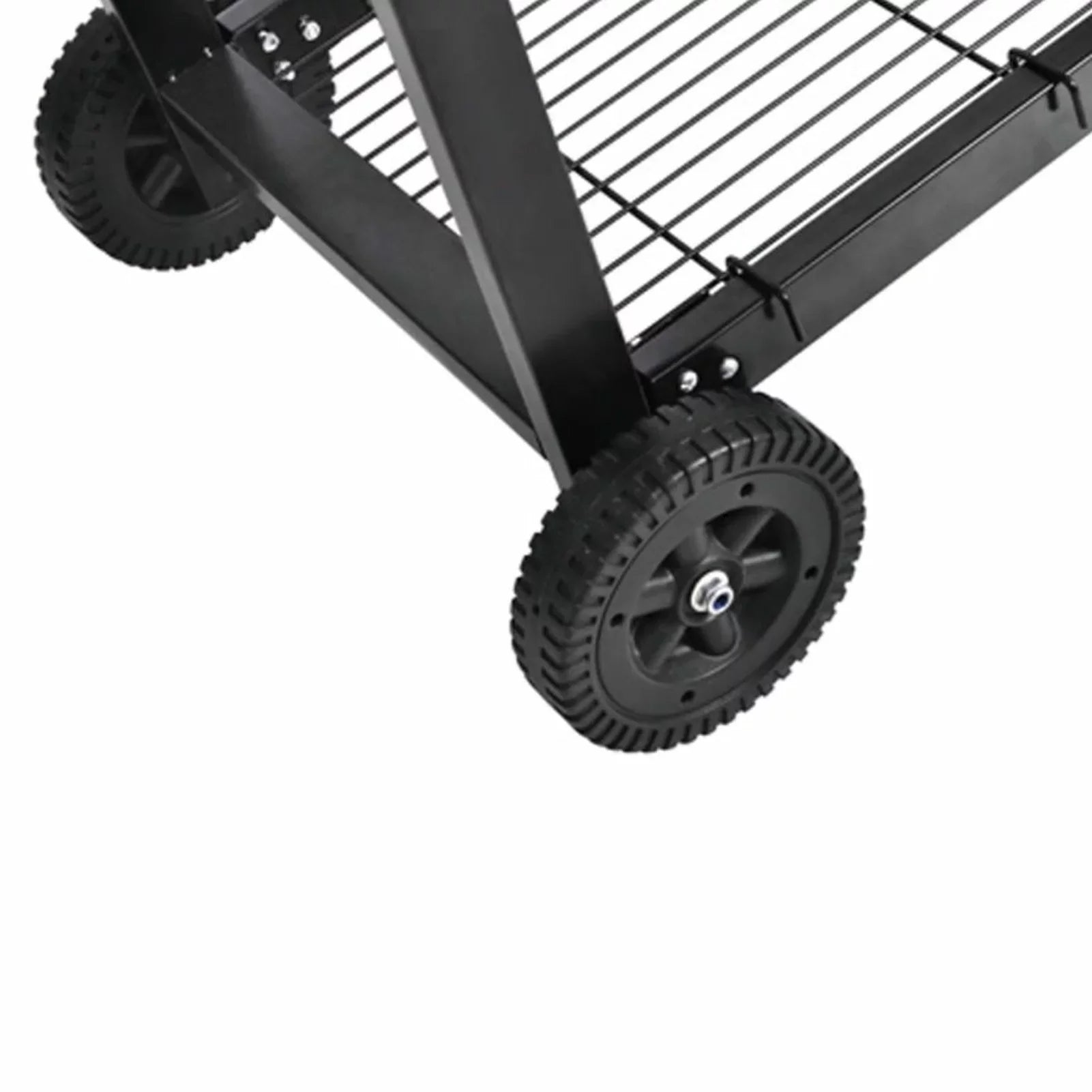 Anself Charcoal BBQ Stand with Lower Shelf and Wheels Steel Barbecue Grill Black for Camping Cooking, Grilling, Smoking, Picnic, Hiking, Party, Garden, Patio 39.4 Inch Length