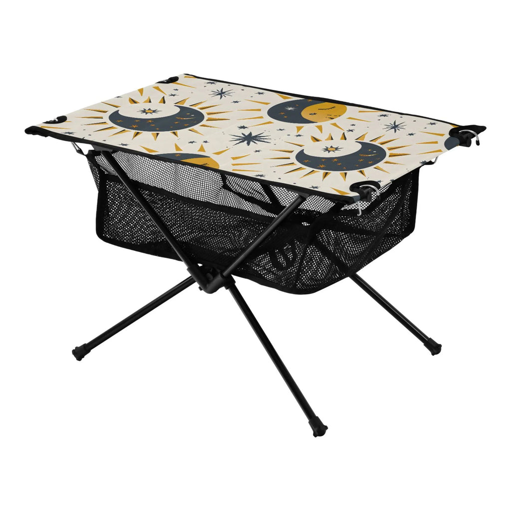 Sun Moon and Stars Camping Folding Table Portable Beach Table with Storage Bag Compact Picnic Table for Outdoor Travel Fishing BBQ