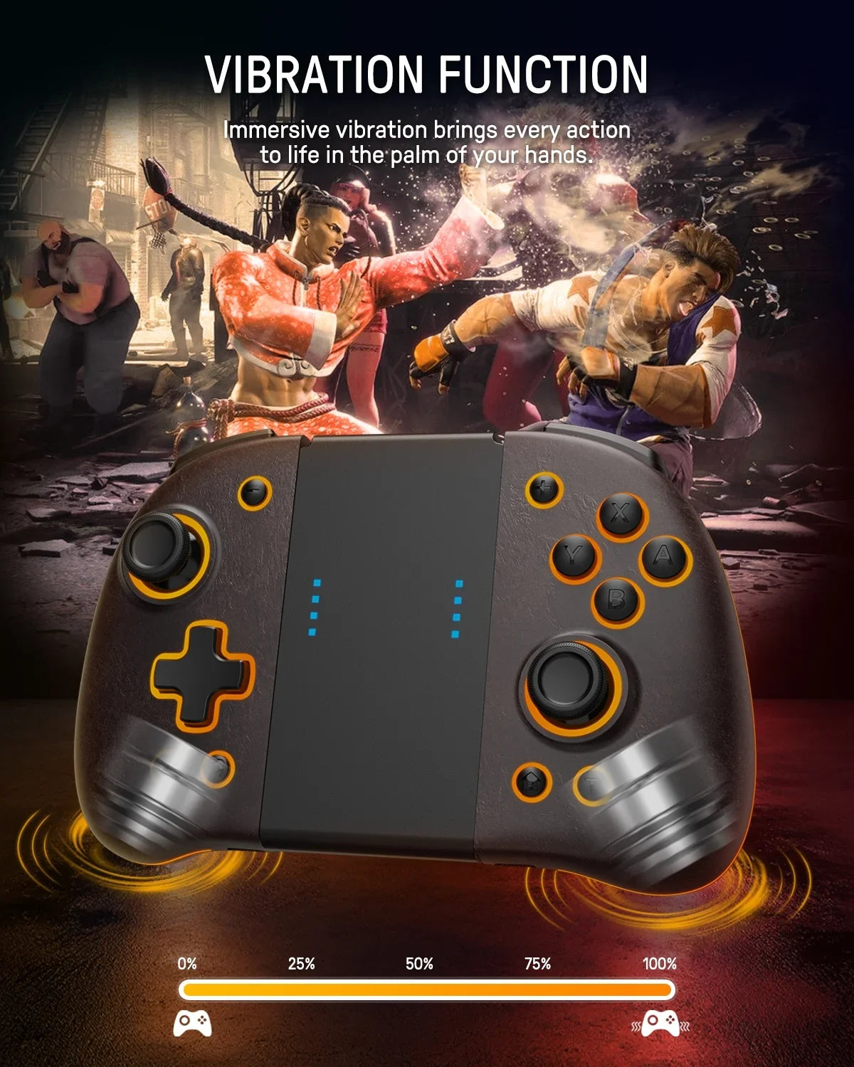 Funlab Luminous Switch Controller Compatible with Nintendo Switch/OLED, Ergonomic Joypad Controller for Handheld Mode with 7 LED Colors/Paddle/Turbo for Zelda Fans - Sheikah Brown