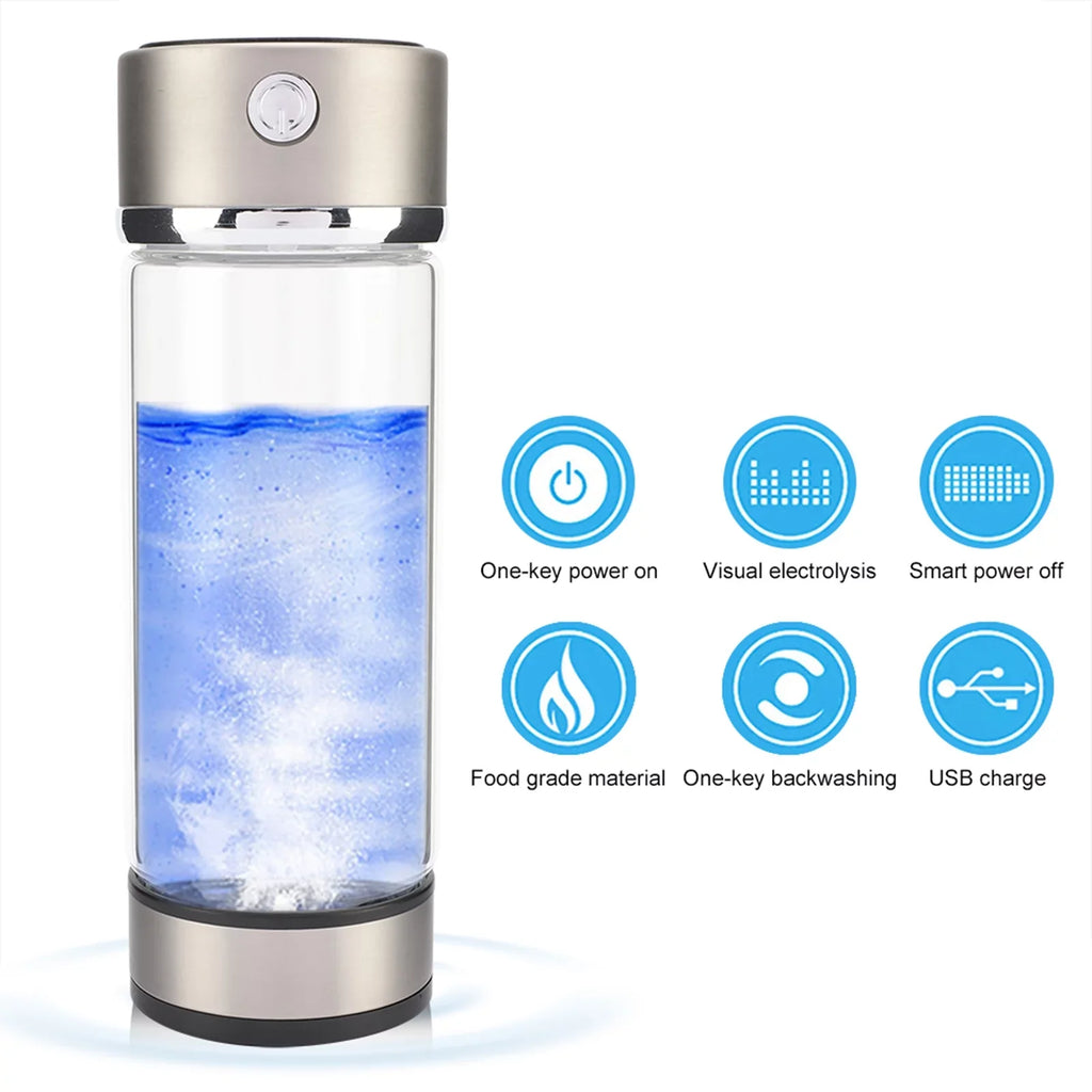VIFERR Hydrogen Water Bottle USB Charging Rich Hydrogen Water Purifier Filter Glass Bottle Portable Lonizer Cup