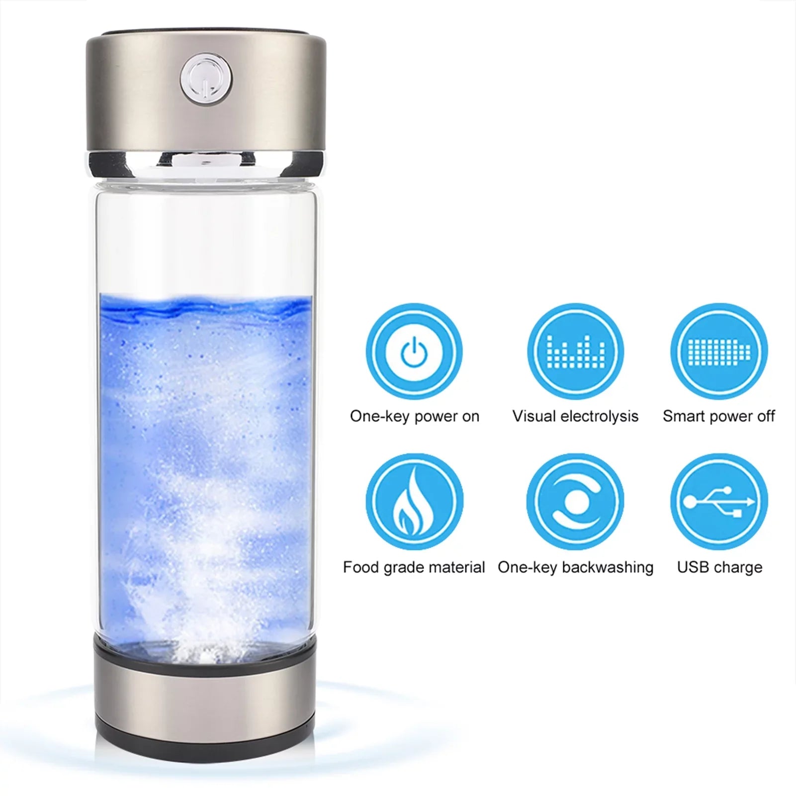 VIFERR Hydrogen Water Bottle USB Charging Rich Hydrogen Water Purifier Filter Glass Bottle Portable Lonizer Cup