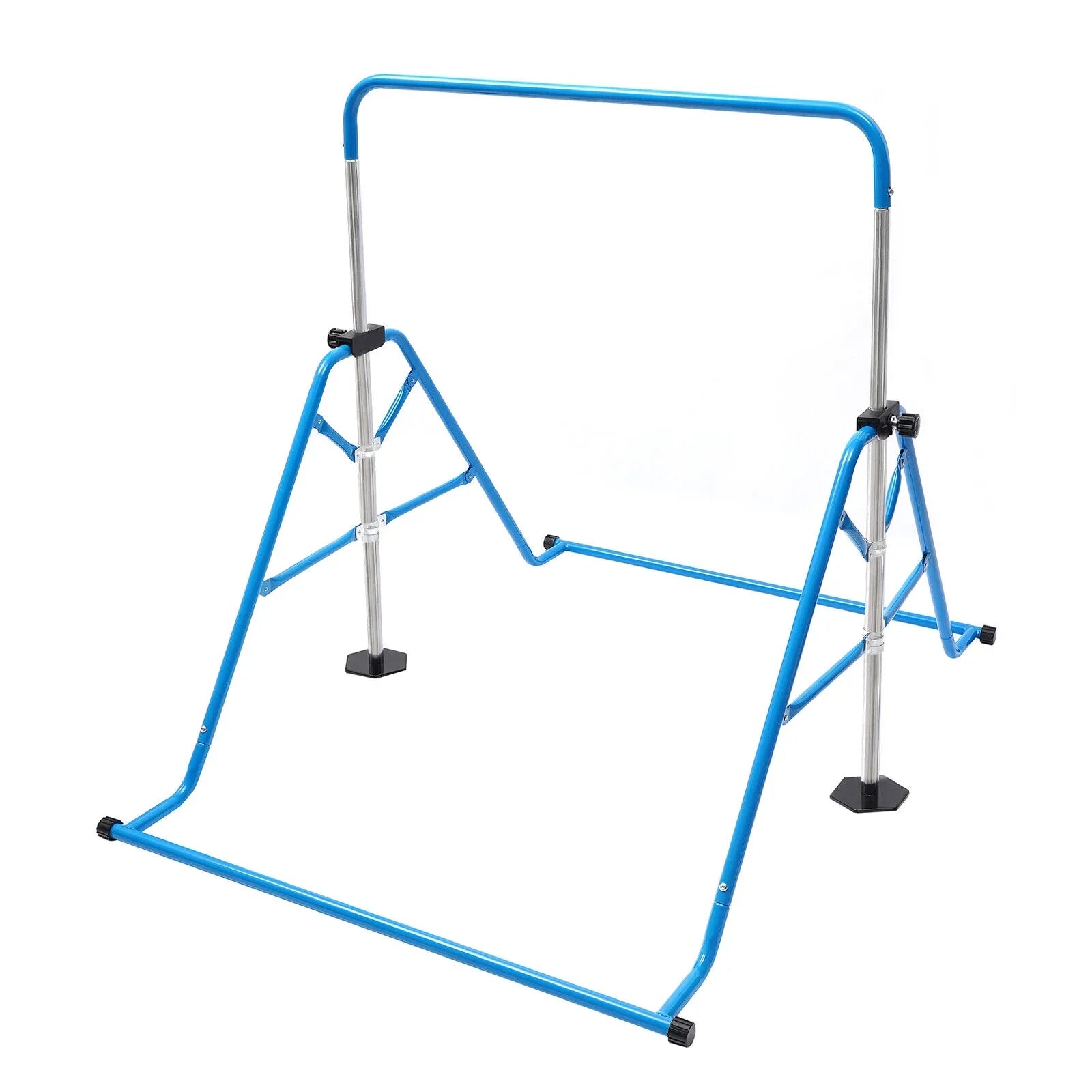 ZhdnBhnos Adjustable Kids Gymnastics Horizontal Bar Folding Junior Training Bar For Home Gym Max Load 100kg/220.5lbs Blue