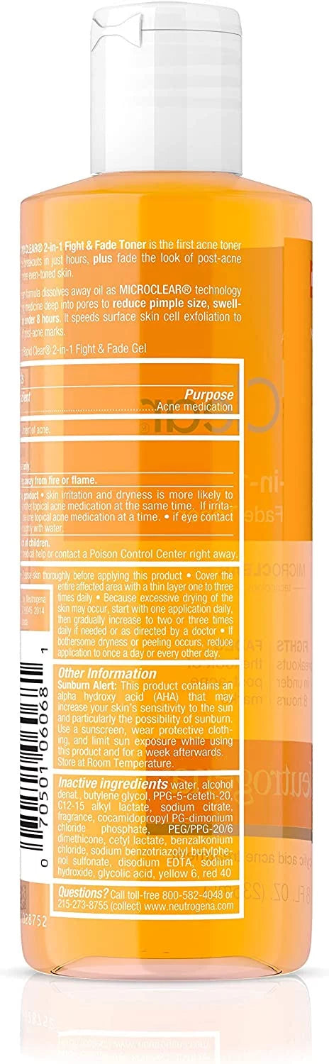 Neutrogena Rapid Clear 2-in-1 Fight & Fade Toner 8 oz (Pack of 2)