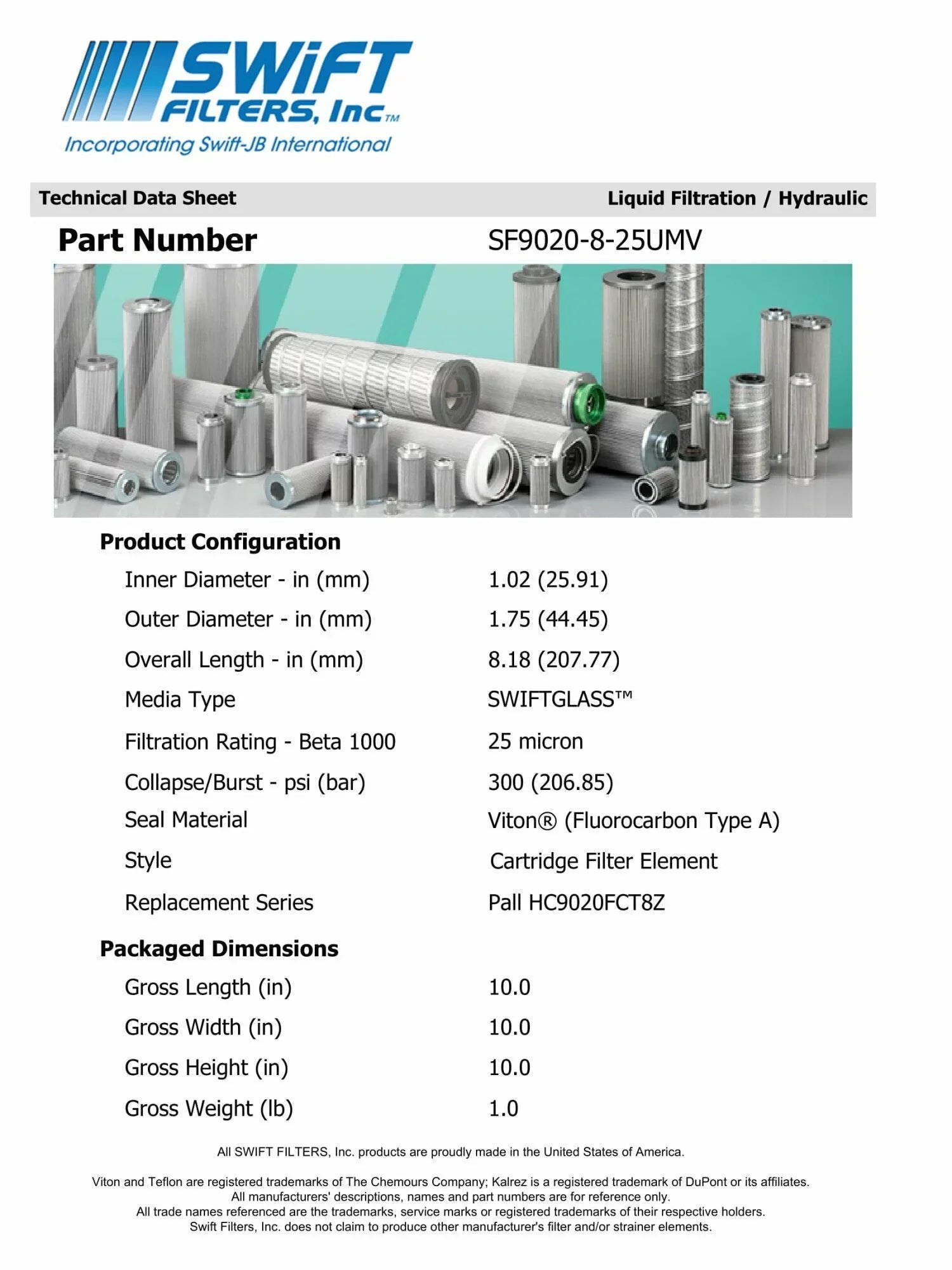 Direct Interchange for TAISEI KOGYO P-F-TM-3-25C Cartridge Filter Element Microglass Construction 25 Micron
