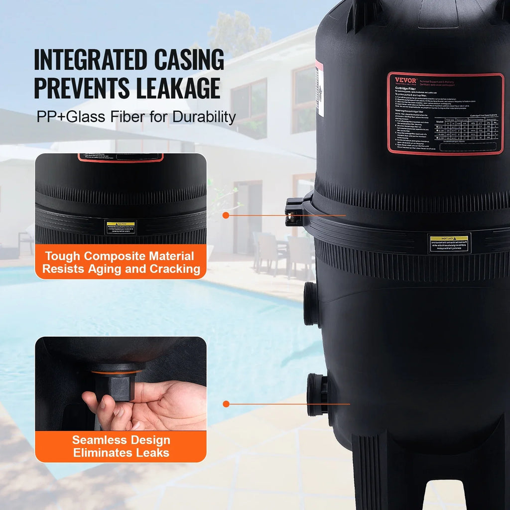SKYSHALO 525Sq.Ft Pool Cartridge Filter In/Above Ground Swimming Pool Filtration