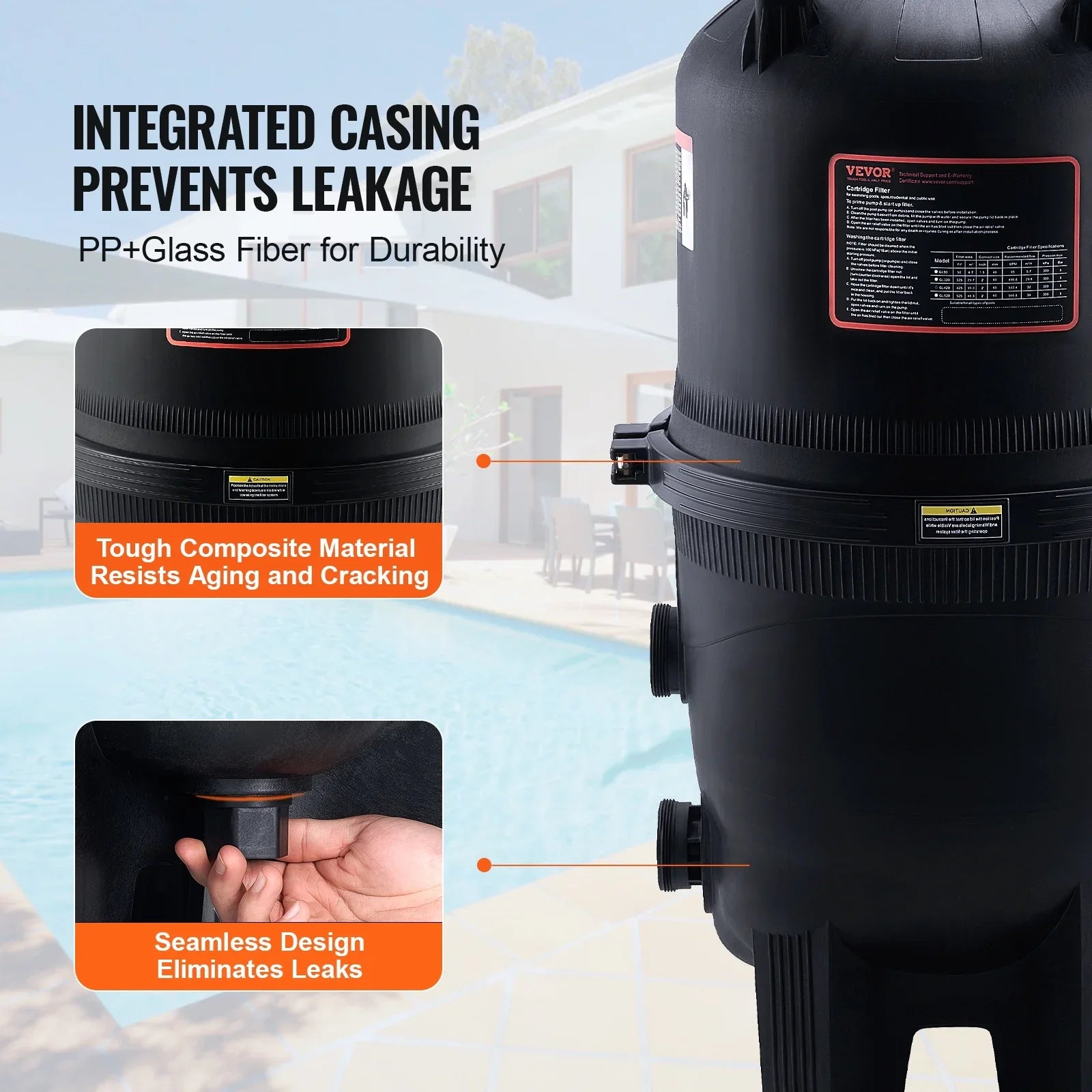 SKYSHALO 525Sq.Ft Pool Cartridge Filter In/Above Ground Swimming Pool Filtration
