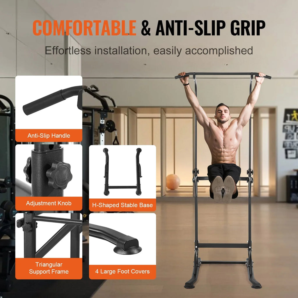 SKYSHALO 10-Level Power Tower Dip Station Pull Up Bar Stand 330LB Height Adjustable