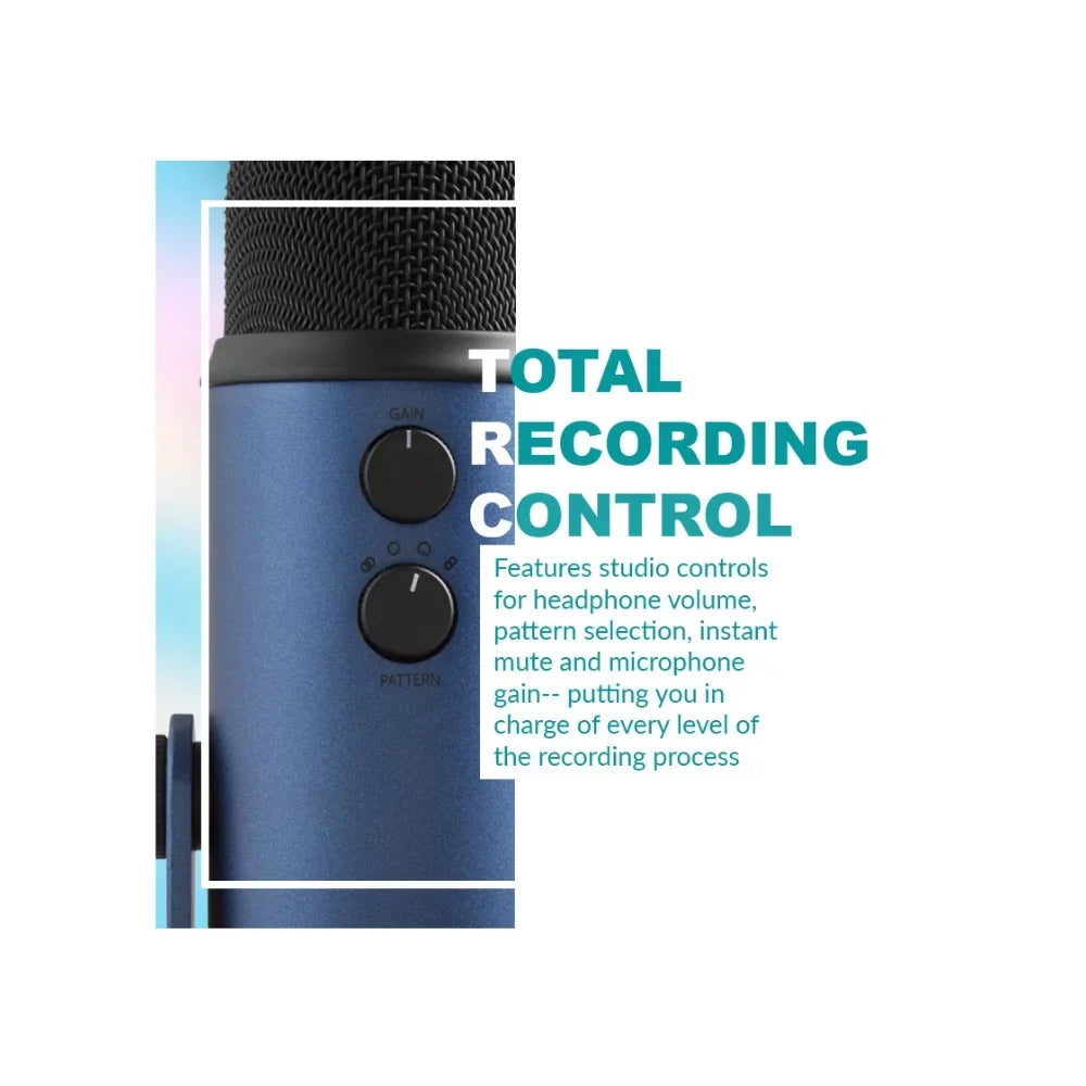 Blue Microphones Yeti USB Microphone (Blue) with Headphones and Pop Filter