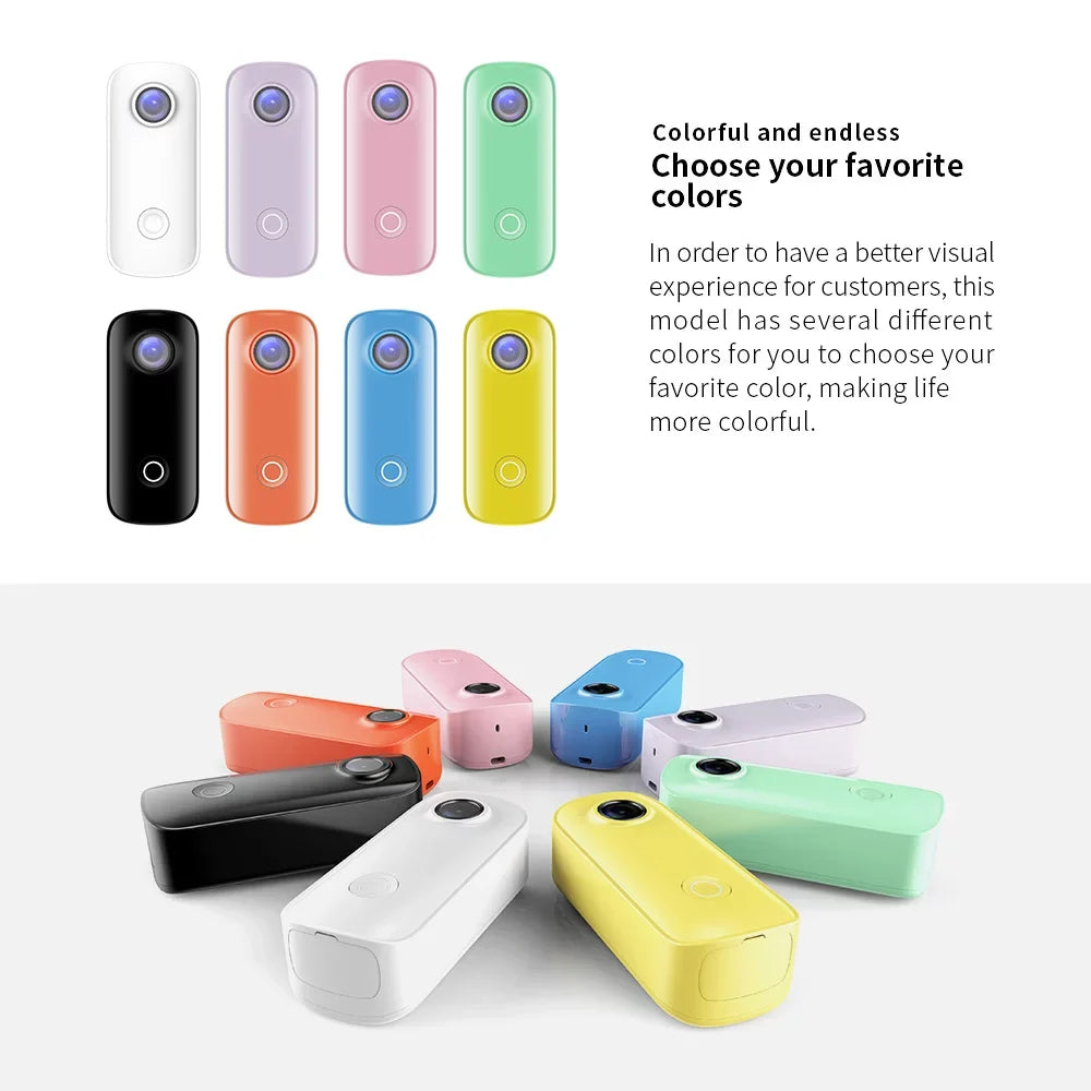 C100+   Camera 2K 30fps Video Digital Camera 30M Waterproof Magnetic Body Built-in Rechrageable Battery WiFi Connection APP Sharing with Waterproof Case Back Clip Lanyard