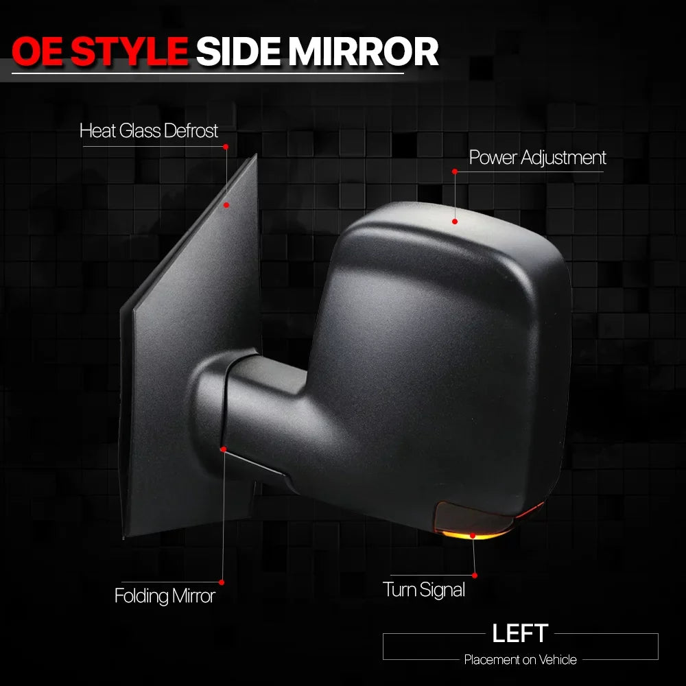 For 2008-2018 Chevy Express/GMC Savana Left Driver Side Door Mirror Heated+Power Operated Rear View Door Espejos with Turn Signal 09 10 11 12 13 14 15 16 17