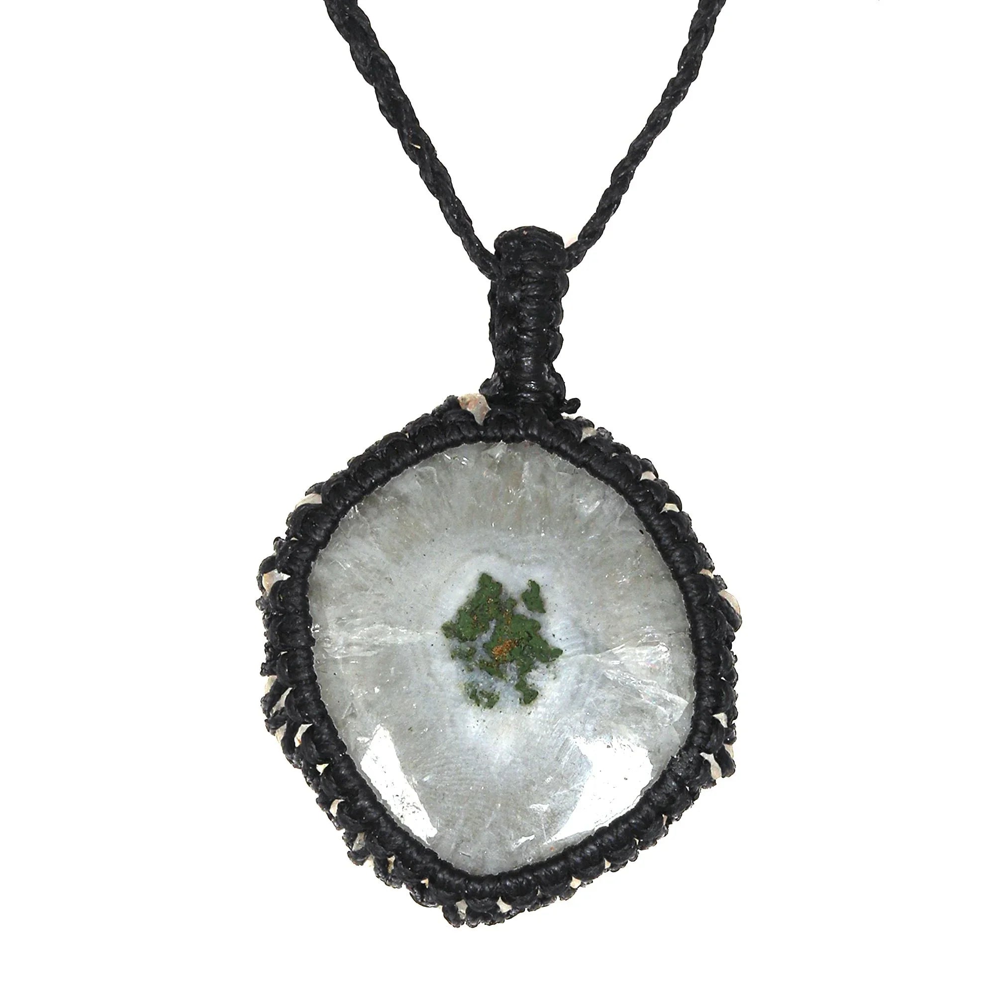 Solar Drusy Gemstone Holloween Gifted Jewelry Macrame Gift For Her Necklace