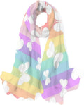 Hyjoy Butterflies On Rainbow Stripes Long Silk Neck Scarf Lightweight Shawl Wrap Scarves for Women Girls