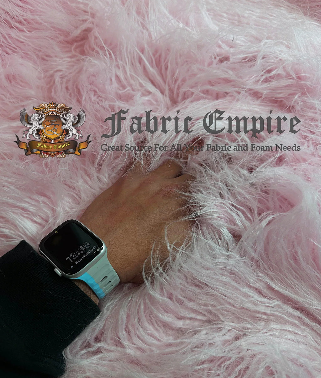 Faux Fake CURLY Yak FUR 3.5" LONG Pile Japanese Fire Retardant Yarn 2.3oz Per Yard / Craft, Sewing Cosplay 58" Wide Sold by Continuous Yard (Pink)
